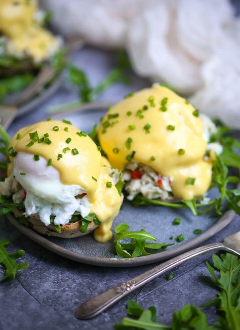 17 Eggs Benedict Recipes to Make for Brunch Crab Benedict Gordon Ramsay, Eggs Benedict With Crab, Crab Eggs Benedict Recipe, Eggs Benedict Variations, Crab Benedict Recipe, Fresh Crab Salad, Crab Eggs Benedict, Crab Benedict, Healthy Eggs Benedict