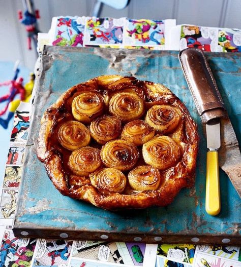 Caramelised onion tarte tatin recipe | delicious. magazine Onion Tarte Tatin, Onion Tarte, Tarte Tatin Recipe, Caramelised Onion Tart, Crumble Pie, Caramelised Onion, Onion Tart, Delicious Magazine, Savory Tart