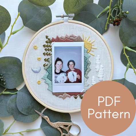 Polaroid Hoop, Embroidery Hoop Photo Frame, Polaroid Embroidery Frame, Polaroid Instax Mini, Instax Polaroid, Embroidery Guide, Nature Embroidery, Polaroid Instax, Mini Polaroid