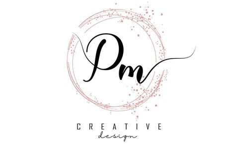 Handwritten PM P M letter logo with sparkling circles with pink glitter. Pm Logo, M Letter Logo, Floral Cards Design, M Letter, Allah Wallpaper, Letter Logo Design, Logo Collection, Floral Cards, Letter Logo