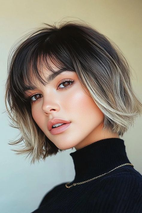 26 Classic Short Bob Haircuts For 2025 Uneven Bob Haircut, Feathery Bangs, Short Bob With Fringe, Messy Bob Haircut, Modern Bob Hairstyles, Bob With Fringe, Short Bob Styles, Angled Bob Haircuts, Bob Haircut Ideas