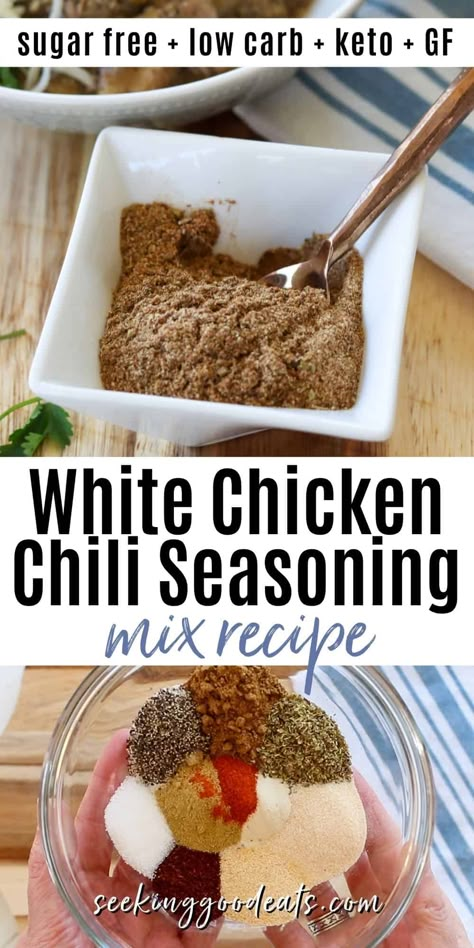 White Chicken Chili Seasoning Mix Recipe, White Chicken Chili Seasoning, Chili Mix Recipe, Chili Seasoning Mix Recipe, Chili Seasoning Recipe, Chilli Spice, Delicious Chili Recipe, Slow Cooker Chicken Chili, Chili Spices