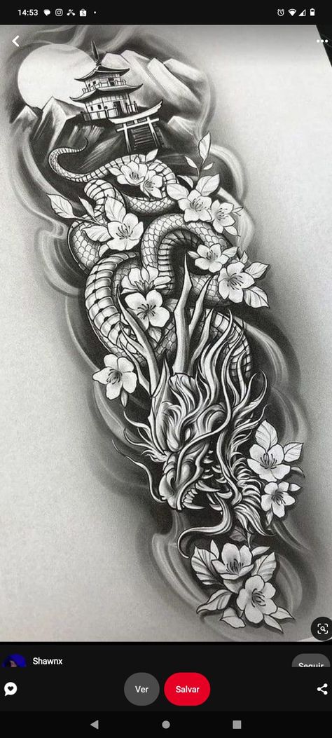 Tattoo Ideas For Men Forearm Flowers, Japanese Tattoo Art Sleeve Men, Black And White Japanese Tattoo Sleeve, Full Sleeve Dragon Tattoos For Guys, Japanese Tattoos Stencil, Tattoo Ideas For Men Forearm Half Sleeves Japanese, Tattoos With Lots Of Shading, Half Sleeve Tattoos Sketches For Women, Quarter Leg Sleeve Tattoo