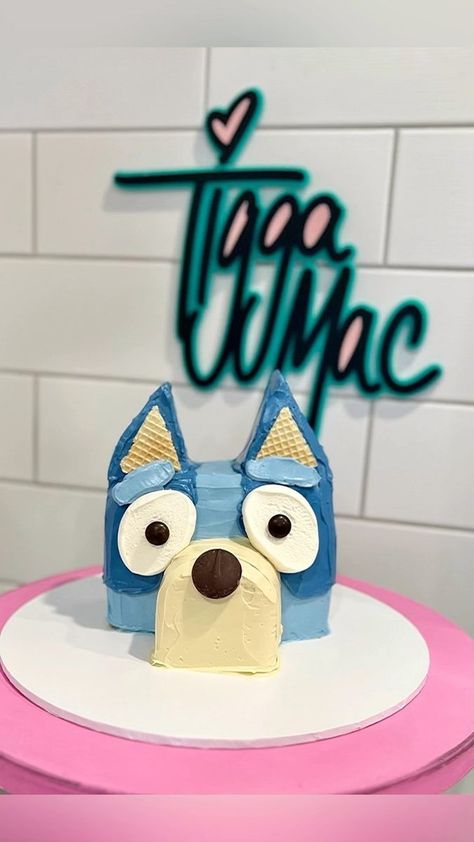 Bluey Shaped Cake, Easy Diy Bluey Cake, Easy Bluey Birthday Cake, Bluey Cake Easy, Woolworths Cake Hack, Bluey Cake Diy, Diy Bluey Cake, Woolworths Cakes, Bluey Cake Ideas