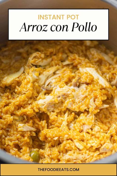 This Instant Pot arroz con pollo has a freshness that is often missing from store-bought yellow rice. The flavor is bright yet warm and comforting at the same time. Instant Pot Arroz Con Pollo, Arroz Con Pollo Instant Pot, Aroz Con Pollo, Chicken Yellow Rice, Con Pollo Chicken, Chicken And Yellow Rice, Instant Rice, Yellow Rice, Rice Ingredients