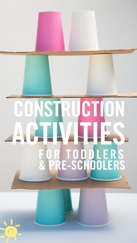 Building Games For Preschoolers, Stacking Activities For Preschoolers, Construction Vehicle Activities Preschool, Building Towers Preschool, Block Play For Toddlers, Construction Activity Preschool, Construction Science Preschool, Construction Gross Motor Activities, Construction Activity For Toddlers