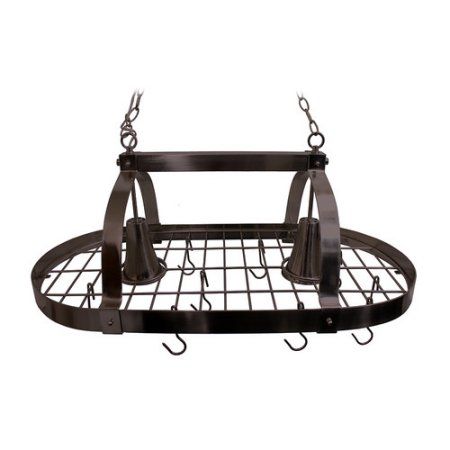 Elegant Designs 2 Light Kitchen Pot Rack with Downlights - Walmart.com Kitchen Hanging Pots, Island Pot Rack, Kitchen Island Pot Rack, Wood Home Projects, Pot Rack Light, Hanging Pots And Pans, Farmhouse Furniture Plans, Kitchen Pot Rack, Kitchen Vision Board