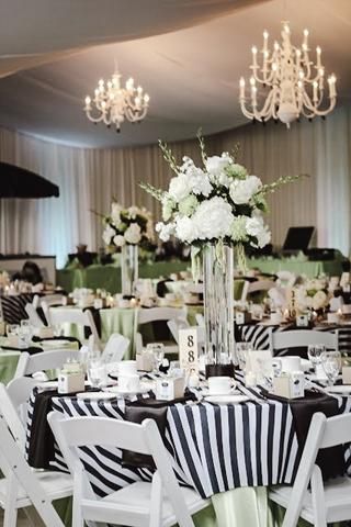 Green Wedding Centerpieces, Lime Green Weddings, Green Wedding Decorations, Cheap Wedding Decorations, White Wedding Decorations, Cream Wedding, Black White Wedding, Wedding Pins, Festive Tables