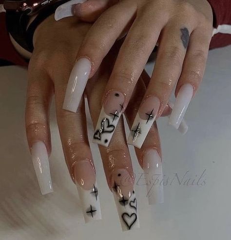 Coffin Nails For Summer, French Tip Coffin Nails, Manicure 2022, French Tip Coffin, Colored Acrylic Nails, Grunge Nails, Dope Nail Designs, Long Acrylic Nails Coffin, Nails Only