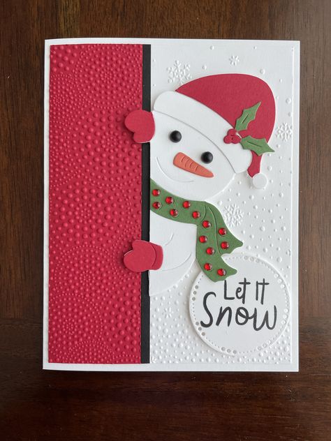 Children’s Christmas Cards Ideas, Snowman Christmas Cards Diy, Christmas Cards With Snowmen, Winter Handmade Cards, 3d Christmas Cards Handmade, Scrapbook Christmas Cards Ideas, Ornament Cards Handmade, Handmade Xmas Cards Ideas, Easy Christmas Cards Handmade Ideas