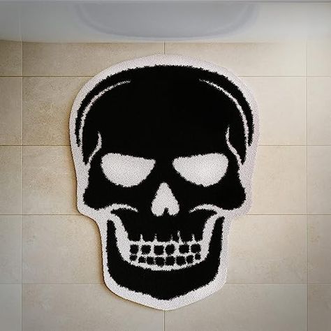 Skull Rug, Skull Mug, Halloween Bathroom, Skull Pumpkin, Halloween Door Mat, Spooky Gifts, Colorful Skulls, Goth Home, Goth Home Decor