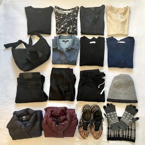 Minimalist Winter Packing List, Autumn Travel Capsule Japan, Japan Carry On Packing, Fall Outfit In Japan, What To Pack For Japan In September, 2 Weeks In Japan Packing, Japan Winter Capsule Wardrobe, Outfit For Japan Travel, What To Pack For Japan In Autumn