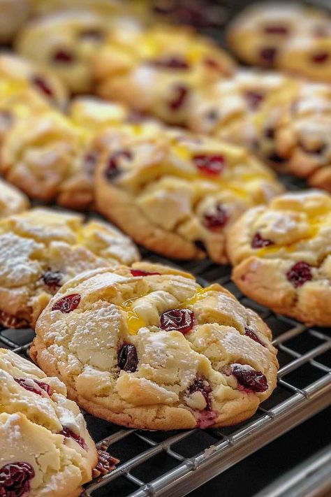 These Orange Cranberry Ricotta Cookies are incredibly soft, chewy, and full of fresh citrus flavor! With dried cranberries and a zesty orange glaze, they're the perfect treat for holidays or anytime you need a sweet, tangy snack. This easy recipe takes less than 30 minutes from start to finish. Save this pin and bake these irresistible cookies today! Orange Ricotta Cranberry Cookies, Orange Cranberry Ricotta Cookies Recipe, Orange Cranberry Cookies Soft, Cranberry Dried Recipes, Desserts Using Fresh Oranges, Orange Crinkle Cookies Recipe, Cranberry Ricotta Cookies, Cranberry Orange Ricotta Cookies, Recipes With Dried Apricots