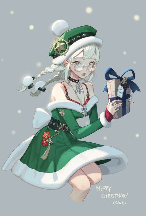 Christmas Character Costumes, Elf Drawings, Christmas Elf Outfit, Christmas Poses, Elf Characters, Anime Elf, Girl Elf, Arte Van Gogh, Anime Christmas