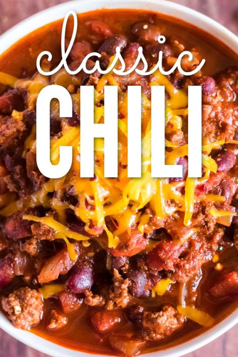 Chili Recipe With Chili Beans, Chili Recipe 1 Pound Beef, Homemade Chili Recipe Easy, Chili With Hamburger Meat, Easy Good Chili Recipes, Easy Yummy Chili Recipe, Easy One Pot Chili, Chili Recipe Mild, Classic Crockpot Chili