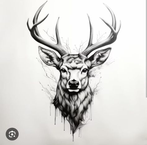 Stag Tattoo Design Men, Geometric Tattoo Animal, Realistic Deer Tattoo, Deer Tattoos Men, Stag Tattoo Men, Buck Tattoo For Men, Buck Tattoo Men, Deer Horn Tattoo, Deer Tattoo Men