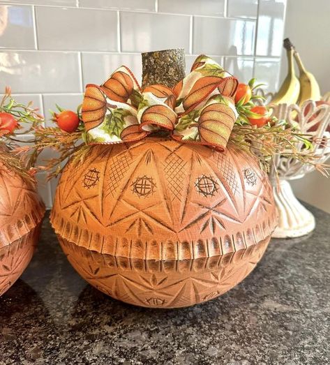 Dollar Tree Punch Bowl Pumpkin, Dollar Tree Punch Bowl Crafts, Fall Dollar Tree Crafts 2024, Wooden Dollar Tree Crafts, Thanksgiving Dollar Tree Crafts, Dollar Tree Halloween Crafts 2024, Dollar Tree Bowl Crafts, Dollar Store Pumpkin Crafts, Dollar Tree Pumpkin Crafts