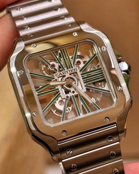 Alvin Chong, Cartier Santos Watch, Cartier Watches Mens, Fancy Watches, Skeleton Watches, Cartier Santos, Mens Outfit Inspiration, Cartier Watch, Skeleton Watch