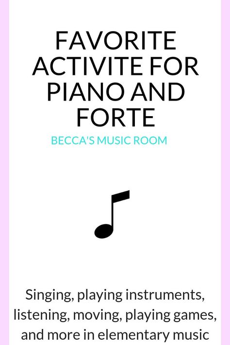 Favorite Activities for Piano and Forte. A compilation of songs, games, listening and moving activities for teaching piano and forte to your elementary music students! Becca's Music Room. Music Room Organization, Children's Church Lessons, Sight Singing, Piano Classes, Piano Games, Music Class Ideas, Elementary Music Class, Teaching Piano, Class Games