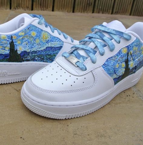 Shoe Painting Ideas Vans, Van Gogh The Starry Night, Clothes Painting, Marvel Shoes, Gogh The Starry Night, Painted Shoes Diy, Custom Sneakers Diy, Custom Painted Shoes, Diy Sneakers