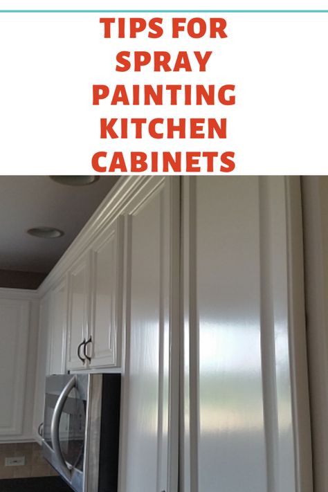 Check out my tips for spray painting kitchen cabinets. Spray Kitchen Cabinets, Spray Paint Kitchen Cabinets, Spray Paint Cabinets, Painting Cabinet Doors, Mdf Cabinet Doors, Painting Baseboards, Using A Paint Sprayer, Kitchen Spray, Door Rack