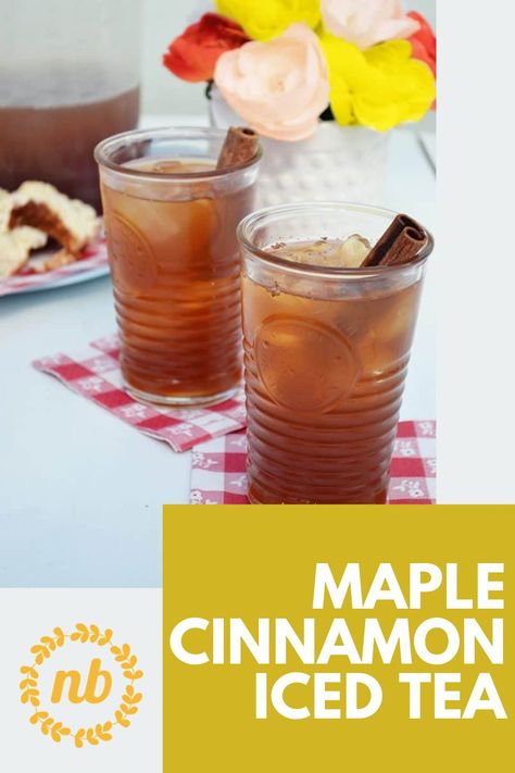 This Iced tea features some yummy fall flavors such as nutmeg, cinnamon and maple. Make it to enjoy for a party or just on your porch watching the leafs fall. #Icedtea #Cinnamon #Nutmeg Cinnamon Iced Tea, Fall Iced Tea Recipes, Fall Tea, Cinnamon Drink, Autumn Tea Party, Mango Tea, Cinnamon Tea, Autumn Tea, Iced Tea Recipes