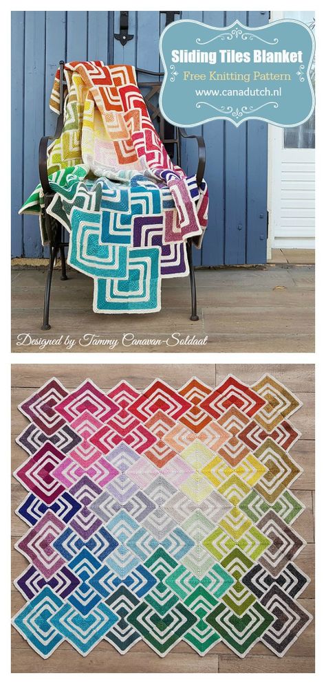 Rainbow Knitting Pattern, Rainbow Blanket Knit, Knitted Blankets Squares Block Patterns, Knit Blanket Pattern Free, Geometric Knitting Pattern, Blanket Sweater Pattern, Future Accessories, 10 Stitch Blanket, Geometric Knitting