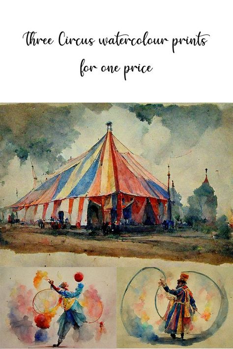 Circus watercolour prints Circus Painting Ideas, Yellow Paintings, Pink Paintings, Ring Master, Circus Tent, Pink Painting, Print Painting, Paintings Prints, Paint Print