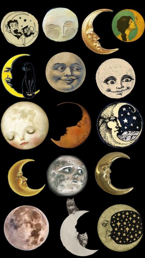 Moon Faces, Face Wallpaper, Moon Face, Art Collage Wall, Moon Art, Cute Wallpaper Backgrounds, Pics Art, Funky Art, Phone Backgrounds