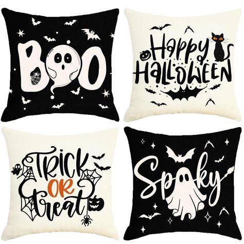 PRICES MAY VARY. Linen Spooky Haven: Embrace the Halloween spirit with halloween pillow covers 18x18, perfect for adding a touch of eerie charm to any room. Whether it's your living room or bedroom, the halloween pillow cases will instantly create a festive, spooky atmosphere Ideal for Cozy Halloween Nights: Curl up on the couch with Halloween throw pillow covers, a warm blanket, and your favorite scary movie. Ghost pillow cover enhance the ambiance and make your space inviting for a night of sp Halloween Couch Decor, Halloween Pillow Case, Winter Throw Pillows, Cozy Halloween, Halloween Pillows Covers, Ghost Pillow, Halloween Pillow, Christmas Farmhouse, Merry Christmas Tree