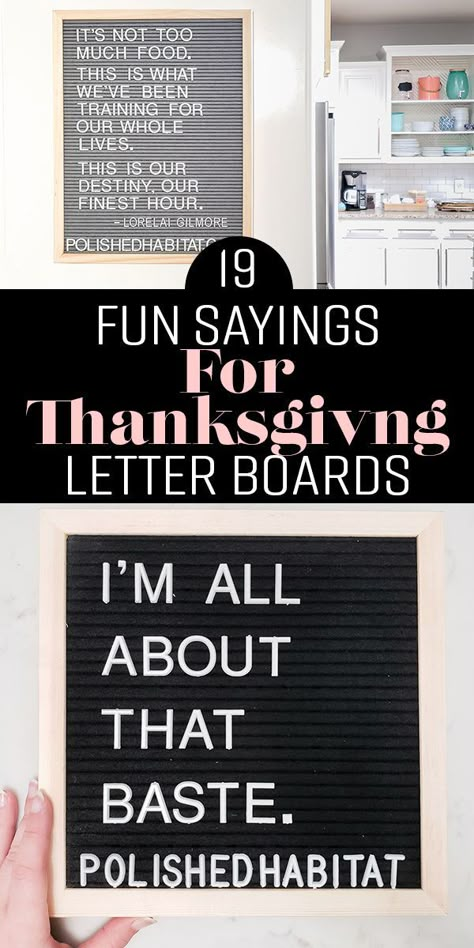 Ready to update your letter board for Thanksgiving? This post has 19 ideas from funny puns to thoughtful quotes. There are ideas for both small letter boards and large! Thanksgiving Bar Cart, Thanksgiving Letter Board, Letter Board Ideas, Thanksgiving Puns, Letterboard Signs, Thanksgiving Letter, Thanksgiving Quotes Funny, Message Board Quotes, Thoughtful Quotes