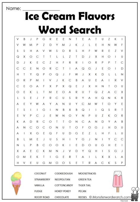 awesome Ice Cream Flavors Word Search Second Grade Word Search, Ice Cream Word Search, Cute Word Search, Cross Word Puzzles For Kids, Word Search Aesthetic, July Word Search, Cross Word Puzzles, Word Searches For Kids, Summer Word Search