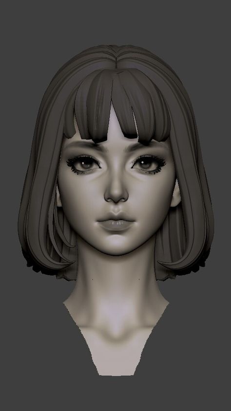 ArtStation - SOME PRACTISE Yandere Face, Zbrush Hair, Anatomy Sculpture, Digital Sculpting, 3d Figures, Portrait Sculpture, Character Design Animation, Body Drawing, Character Modeling