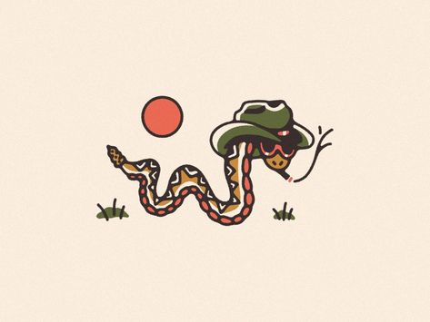 Cowboy Snake by Mark Johnston on Dribbble Snake Images, Snake Illustration, Double D Ranch, 23rd Birthday, Snake Design, Animal Illustration, Empowering Quotes, Wild West, Creative Professional