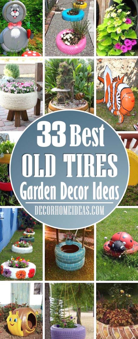 Garden Ideas Using Old Tires, Painted Tires, Tire Craft, Tire Garden, Whimsical Garden Art, Tire Art, Unique Garden Decor, Tyres Recycle, Garden Decor Ideas