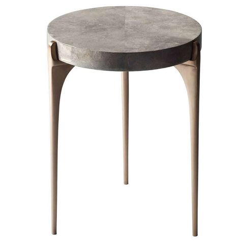 Acantha Side Table by DeMuro Das with Top in Grey Carta and Solid Bronze Legs Transitional Mid Century Modern, C Table, Side And End Tables, Drink Table, Modern Side Table, Creative Furniture, Modern Art Deco, Art Deco Interior, Interior Furniture