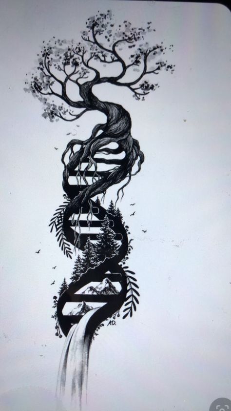 Simbols Tattoo, Yourself Tattoo, Tree Tattoo Men, Dna Tattoo, Mother Nature Tattoos, Nature Tattoo Sleeve, Family Tree Tattoo, More Tattoo, Forest Tattoos