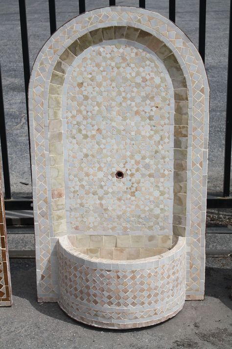 Moroccan Mosaic Tile Fountains | Moroccan Furniture Los Angeles Mosque Landscape, Islamic Garden, Fountain Tile, Tile Fountain, Moroccan Fountain, Terrace House Exterior, Dc House, Fountain Wall, Outdoor Wall Fountains