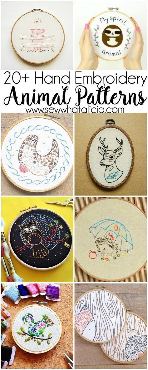 20+ Animal Embroidery Patterns to Stitch: If you love to sew and embroider and you love animals then these patterns are perfect for you. Click through for a full list of animal embroidery patterns. | www.sewwhatalicia.com Animal Embroidery Patterns, Embroidery Transfers, Embroidery Patterns Vintage, Learn Embroidery, Animal Patterns, Love Animals, Animal Embroidery, Embroidery Patterns Free, Silk Ribbon Embroidery