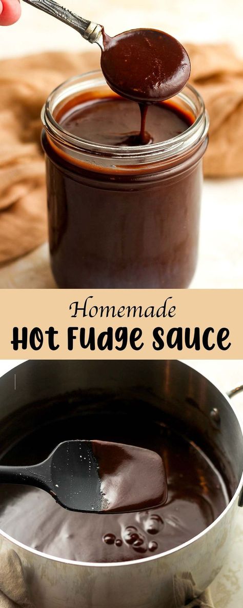 Easy Hot Fudge Sauce combines butter, chocolate, sugar, evaporated milk, and vanilla for the tastiest ice cream topping. This 5-ingredient sauce stores well in your refrigerator for several weeks and heats up well in the microwave. Add it to all of your favorite ice cream recipes! Hot Fudge Sauce Recipe Easy, Ice Cream Fudge Sauce, Hersheys Hot Fudge Sauce Recipe, Hot Fudge Sauce For Ice Cream, Uses For Evaporated Milk, Fudge Ice Cream Topping, Easy Hot Fudge Sauce, Easy Hot Fudge, Hot Fudge Recipe