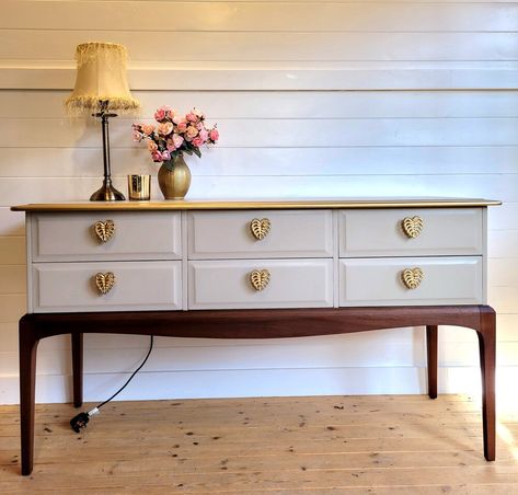 Vintage Stag Minstrel Console / Dressing Table /Sideboard/ Media Unit — Reborn Refurbishments Stag Minstrel Dressing Table, Console Dressing Table, Stag Minstrel, Large Console Table, Upcycling Ideas, 3 Drawer Chest, Media Unit, Fusion Mineral Paint, French Grey