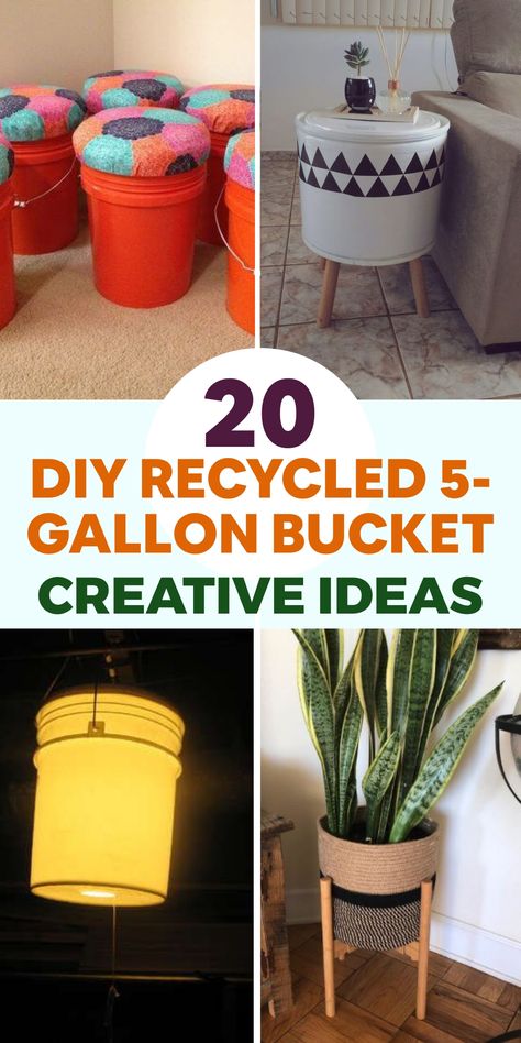 Discover cost-effective storage solutions by upcycling 5-gallon buckets into practical organizers for every room in your home. Whether you need a tidy place for kitchen utensils or a neat bin for toys, our step-by-step DIY ideas will inspire you to declutter and arrange your spaces with flair. Embrace a wallet-friendly storage transformation now! Decorate 5 Gallon Bucket Ideas, Room Declutter, Bucket Crafts, Diy Bucket, Projects For Home, Old Bucket, Bucket Ideas, Bucket Planters, 5 Gallon Buckets