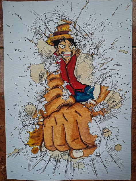 ArtStation - Luffy Coffee-Spill Art Spilled Coffee Art, Coffee Spill Art, Spill Art, Spilled Coffee, Fashion Tutorial, Coffee Staining, High Art, Coffee Art, Art Techniques