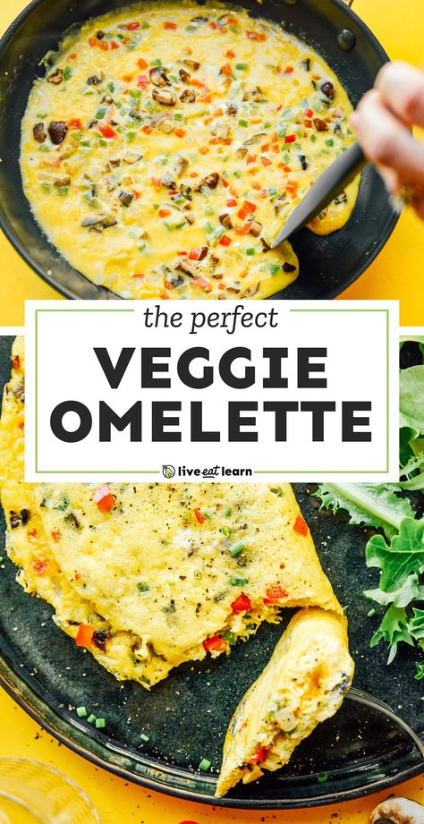 Easy Veggie Omelette, Healthy Egg Omelette, Pepper And Onion Omelette, Best Veggie Omelette Recipe, Easy Healthy Omelette, Vegetable Egg Scramble, Omelette With Vegetables, Omelet With Vegetables, Dairy Free Omlet Recipes