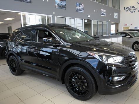 2017 Hyundai Santa Fe Sport Limited BLACK Edition - This is a limited edition with blacked out logos, upgraded black rims, blacked out taillights and more! Hyundai Santa Fe 2015, Mom Cars, Cars Hyundai, Affordable Electric Cars, Best Small Cars, Car Dream, Black Cars, New Mustang, Bmw Scrambler