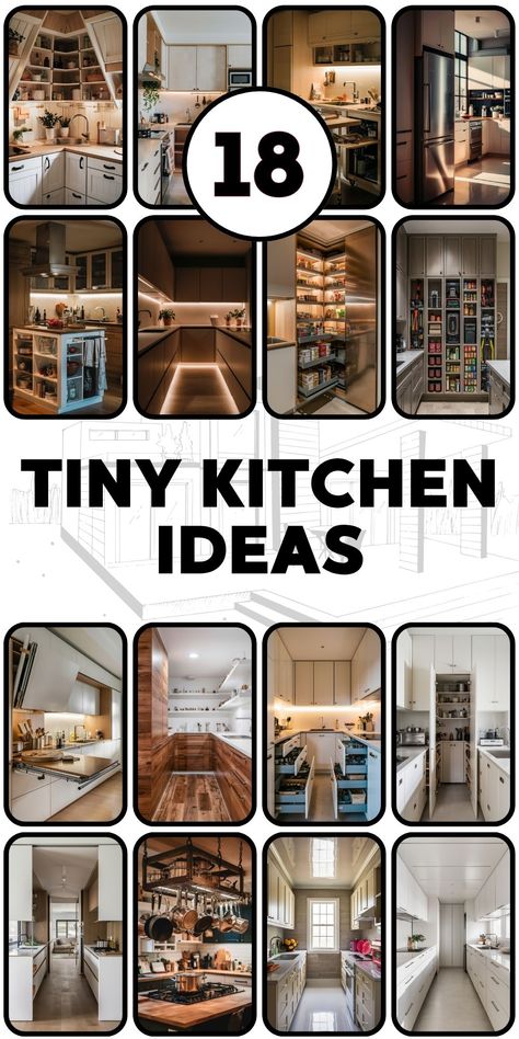 18 Tiny Kitchen Ideas: Smart Designs for Small Apartments, Organization, and Layout Inspiration Small Apartment Galley Kitchen, Tiny Kitchen Organization, Organization Techniques, Tiny Kitchen Ideas, Small Condo Kitchen, Small Kitchen Ideas On A Budget, Small Open Kitchens, Ideas For Small Apartments, Kitchen Organization Tips