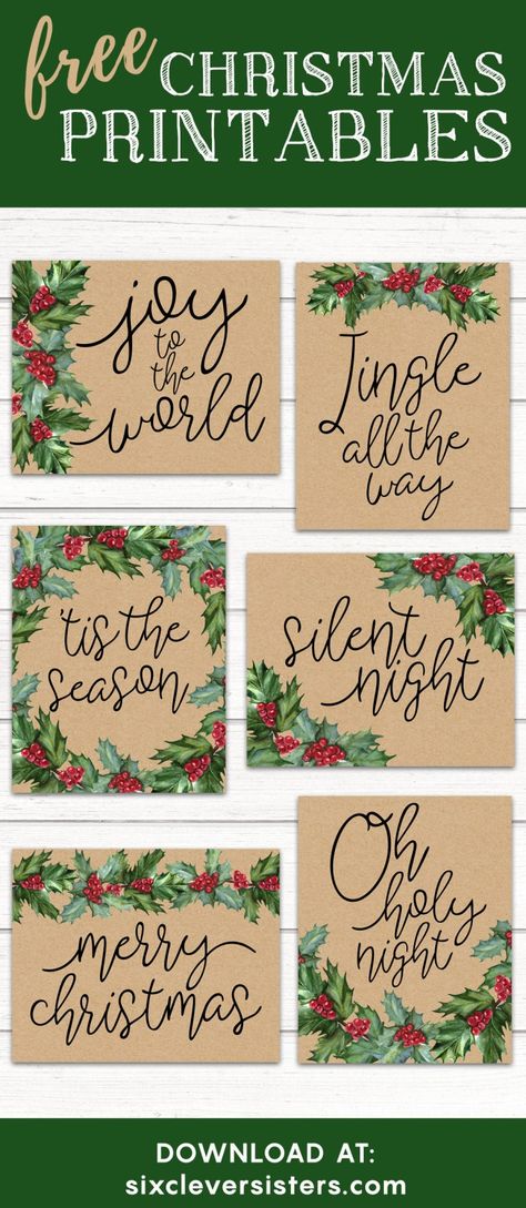 Christmas Decor Printables Free, Christmas Cards To Make Free Printable, Christmas Printables Free, Christmas Cards Printable, Free Download Printables, Christmas Signs Diy, Christmas Card Printable, Signs Christmas, Christmas Sayings