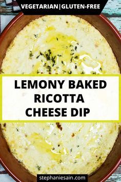 Ricotta Cheese Dip, Dips Appetizers, Ricotta Dip, Baked Dips, Ricotta Cheese Recipes, Baked Ricotta, Ricotta Recipes, Lemon Thyme, Dip Recipes Easy