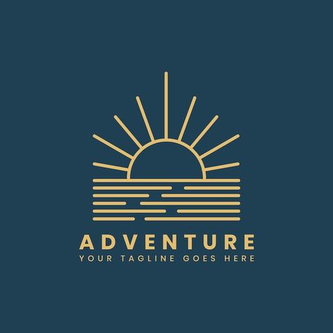 Modèle de badge logo aventure en plein a... | Free Vector #Freepik #freevector #fond #logo #millesime #voyage Resort Branding, Journey Logo, Living Logo, Sunrise Logo, Dream Chasers, Sunset Logo, Adventure Branding, Outdoor Logos, Water Icon