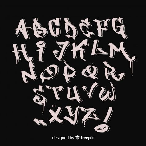 Graffiti alphabet Free Vector | Free Vector #Freepik #freevector #paint Grafitti Typography Graphic Design, Spray Paint Lettering, Graffiti Lettering Alphabet Fonts Hip Hop, Typography Alphabet Handwritten, Words On Jeans, Cool Writing Fonts, Street Art Font, Paint Typography, Painting Fonts